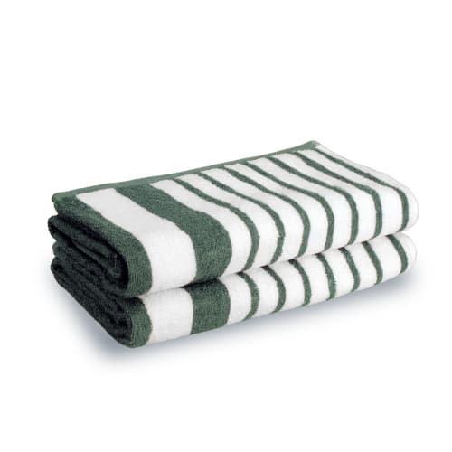 Fairview Pool & Beach Towel, Cotton End Hem, 30x52, 12.0 lbs/dz, Green Stripe